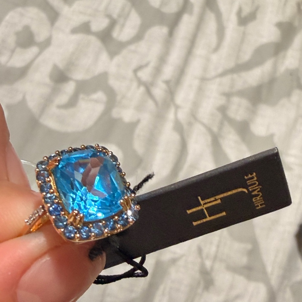 Blue and Gold Gemstone Ring HuraJule 14k gold